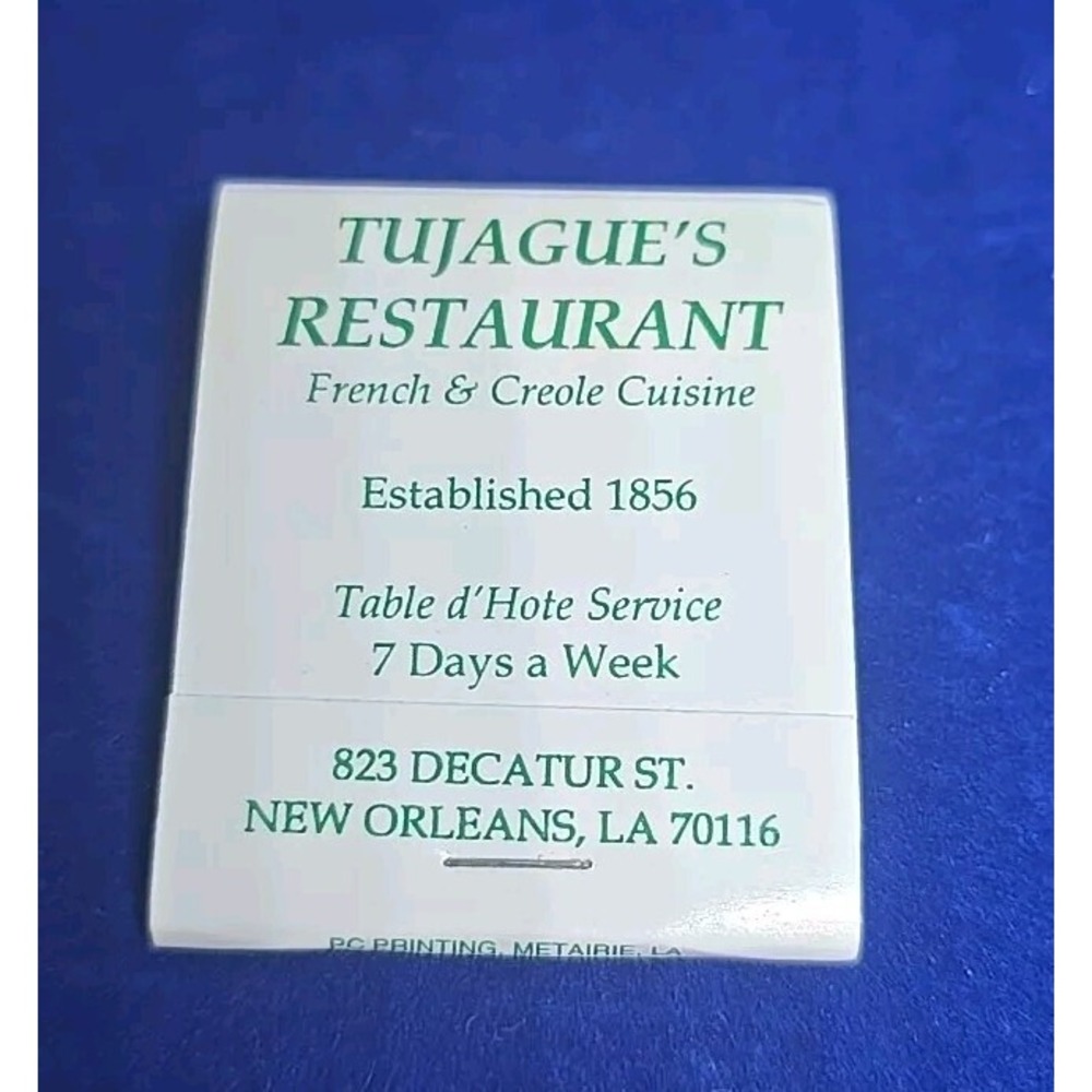 Vintage‎ Tujague's Restaurant New Orleans LA Matchbook Souvenir French Creole